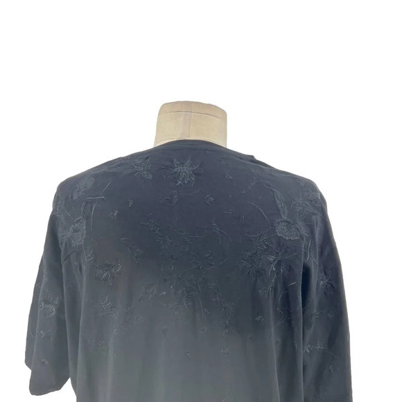 The Kooples Men's Black Floral Botanical Embroidered Tee Shirt Size Large - Picture 6 of 9